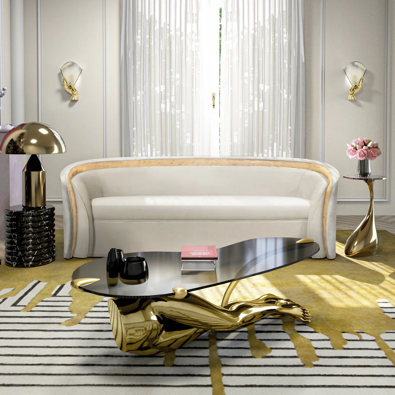 Tavo Poliertes Messing‑Couchtisch