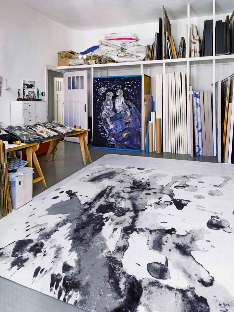 B&W auf Weiß Teppich | Größe: 170 x 240 cm