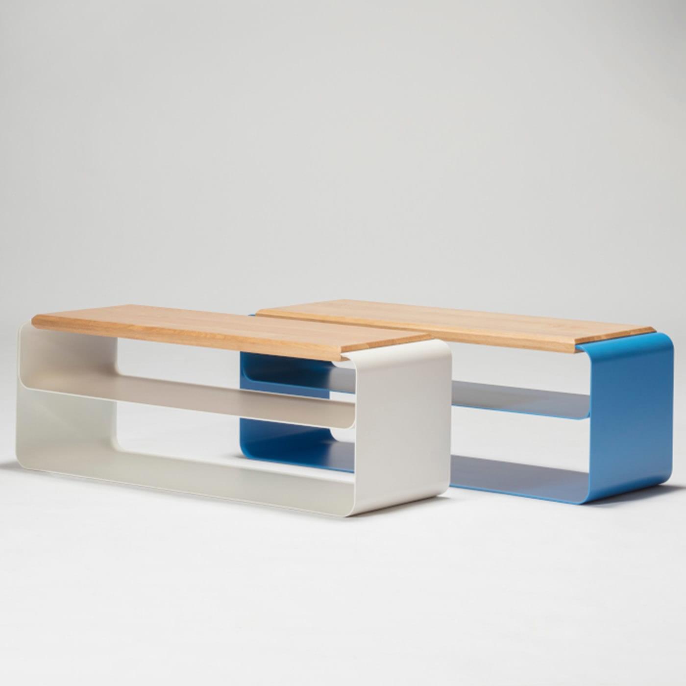 Moderne Holz-Metall-Bank - 1