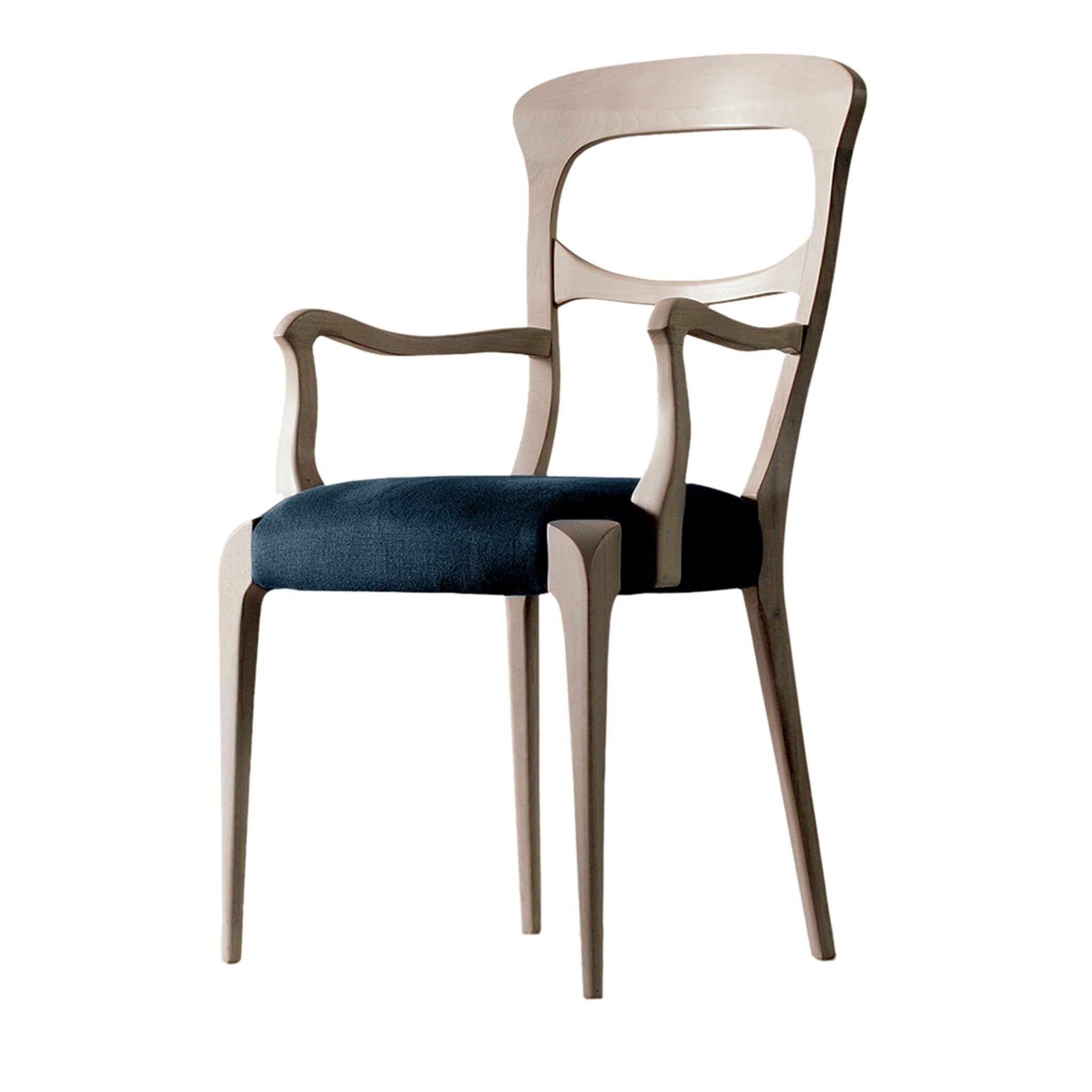 Capotavola Grauer massiver Walnuss‑Stuhl mit Armlehnen | Farbe: Velvet G075 416