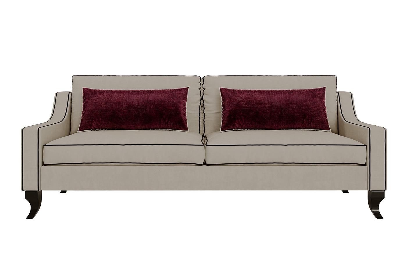 3-Sitzer-Sofa mit Kissen