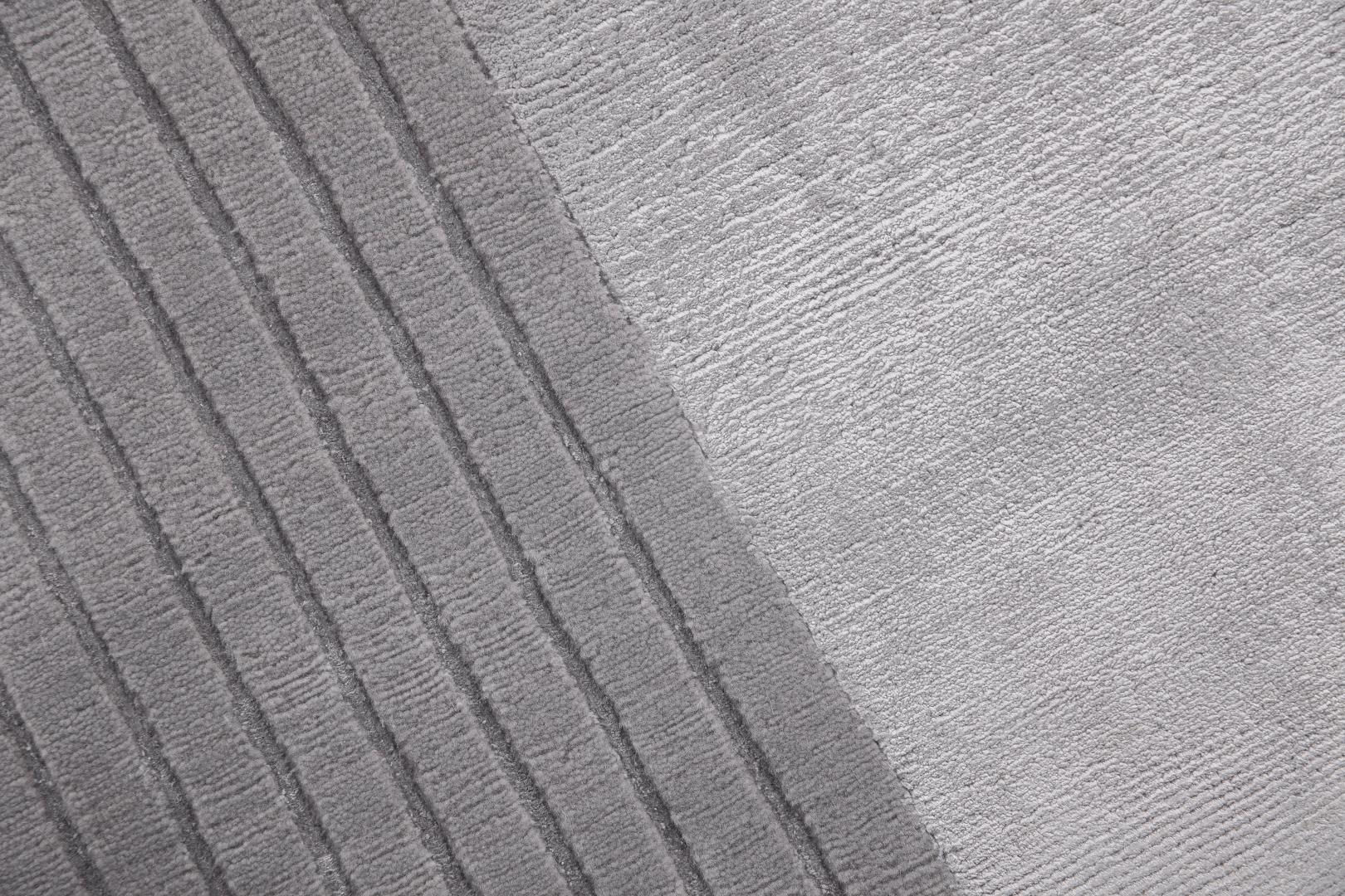 Handgeknüpfter Grau Gerahmt Teppich