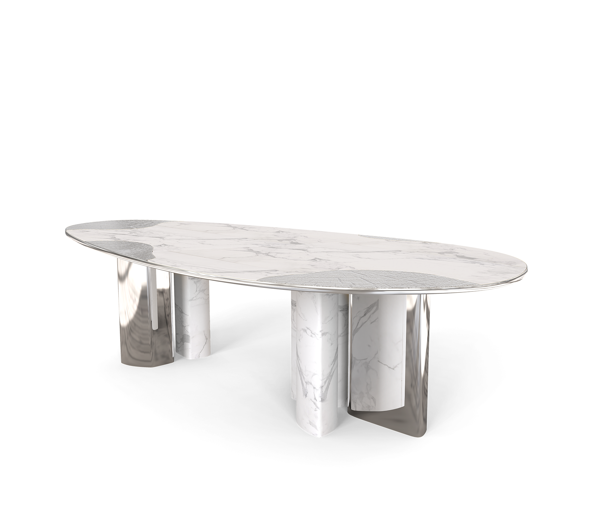 Athena Carrara Marmor & Silber Esstisch