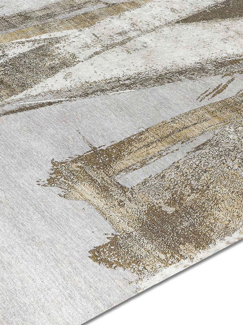Gold auf Hellgrau Teppich | Größe: 250 x 300 cm