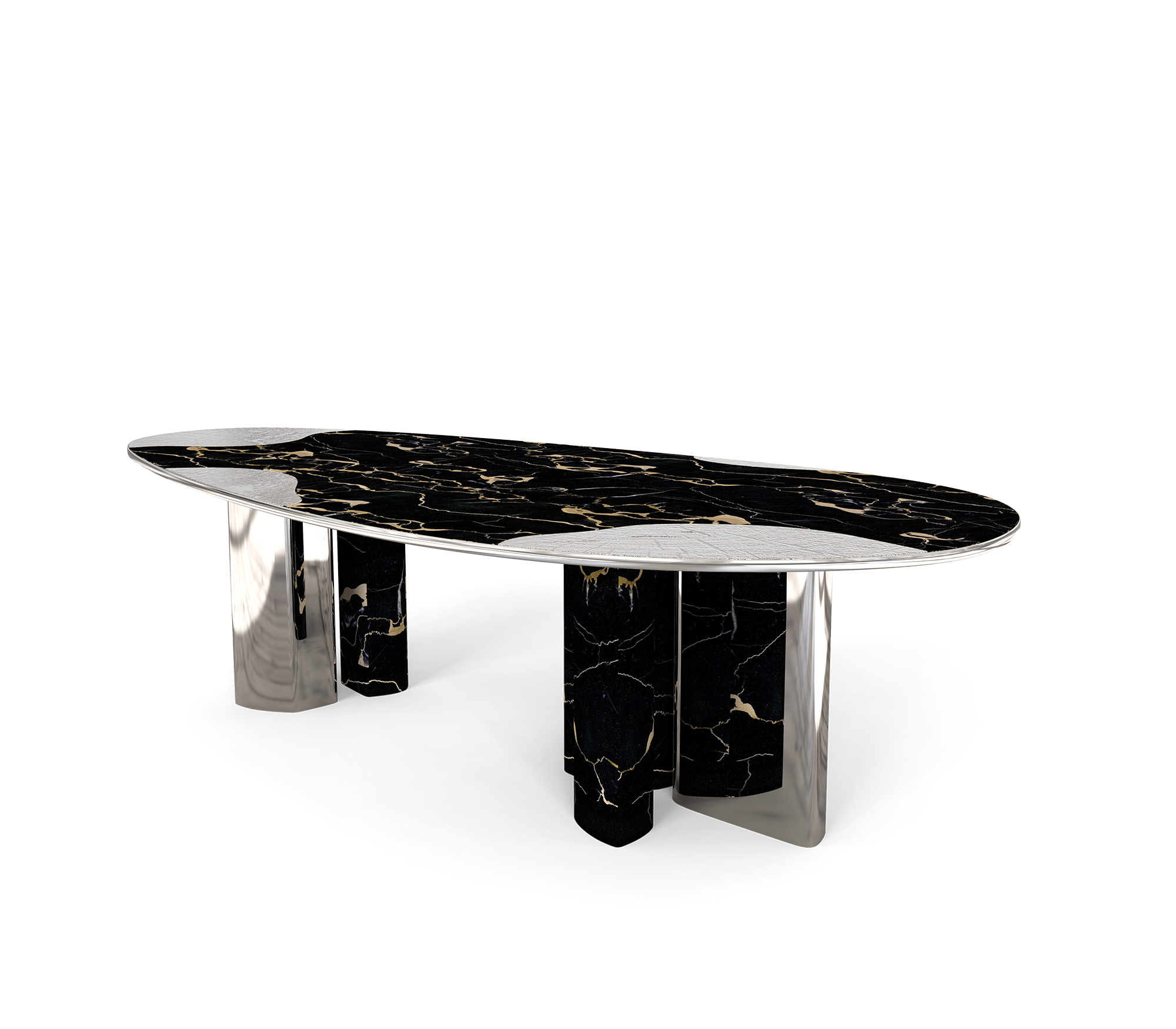 Athena Portoro Marmor & Silber Esstisch