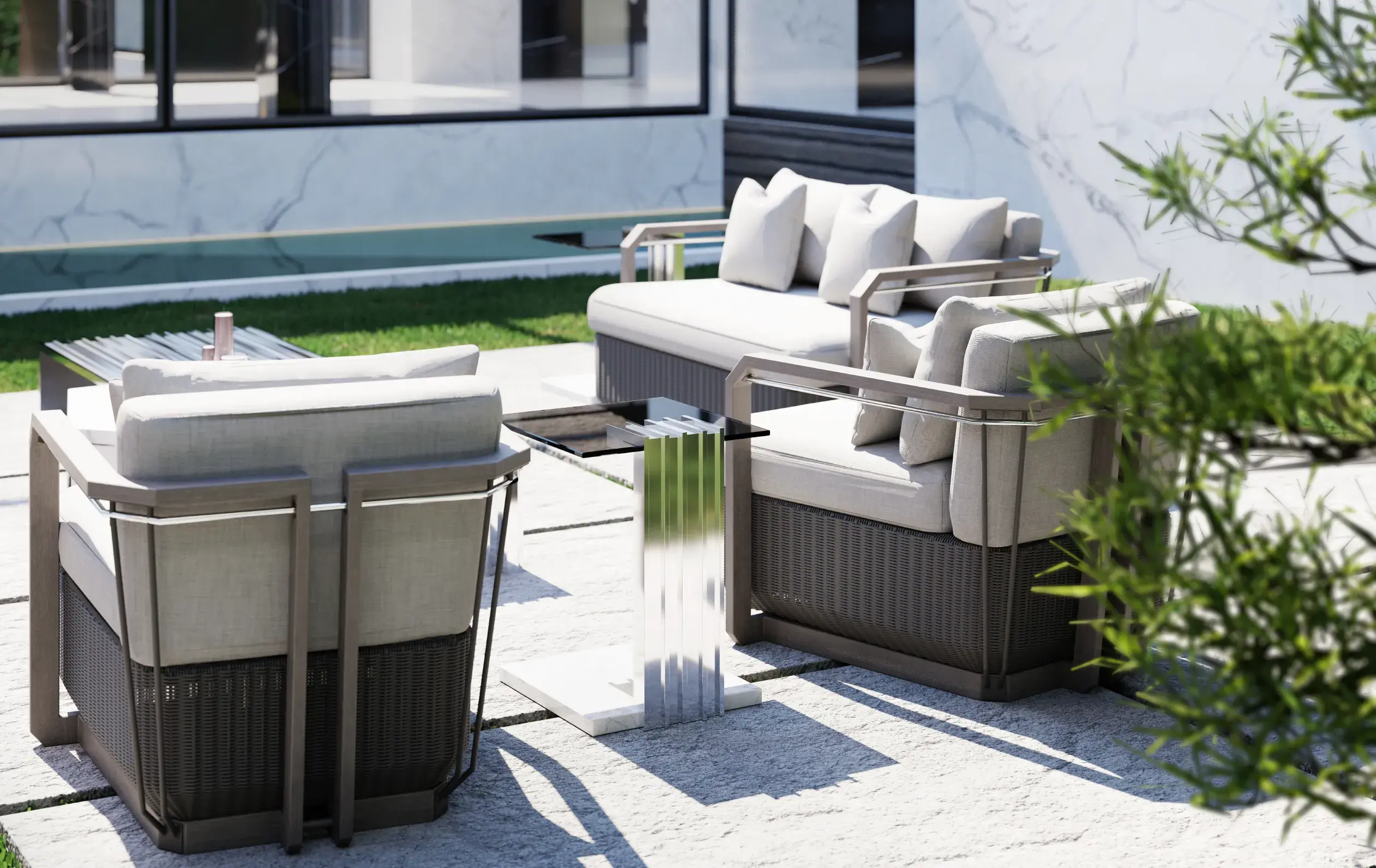 Whirlwind grauer Outdoor‑Beistelltisch - 2