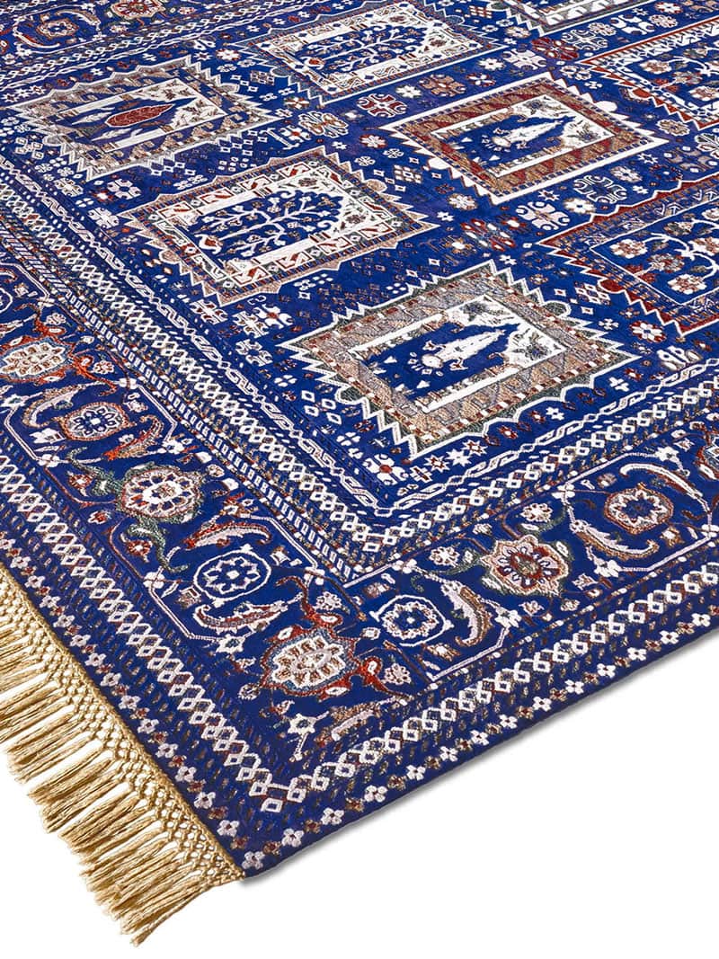 Mughal Garden Reverse Original auf Mitternachtsblau Teppich | Größe: 183 x 274 cm