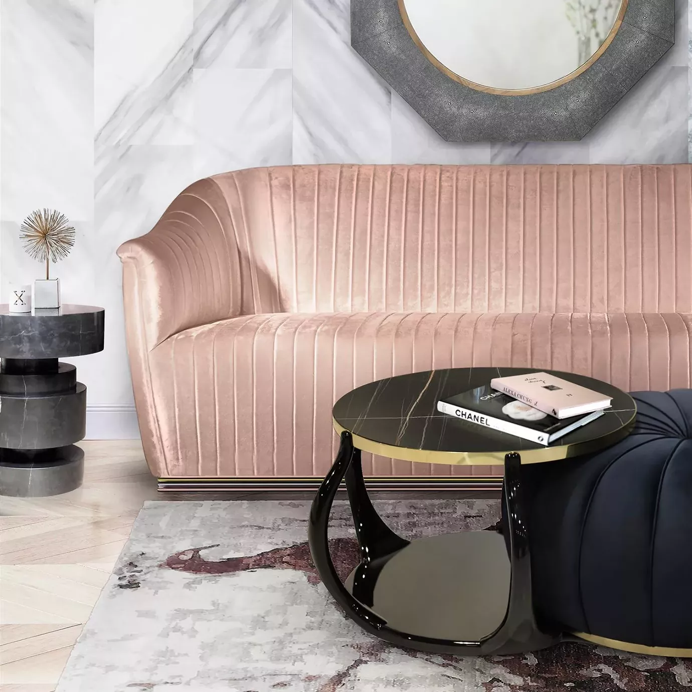 Enlace Sahara‑Noir‑Marmor‑Couchtisch