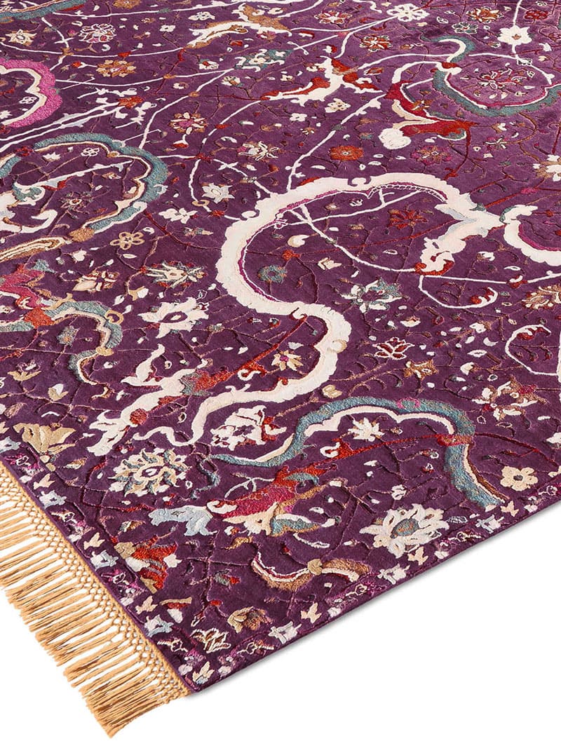 Tabriz Reverse Original auf Tiefviolett Teppich | Größe: 300 x 400 cm