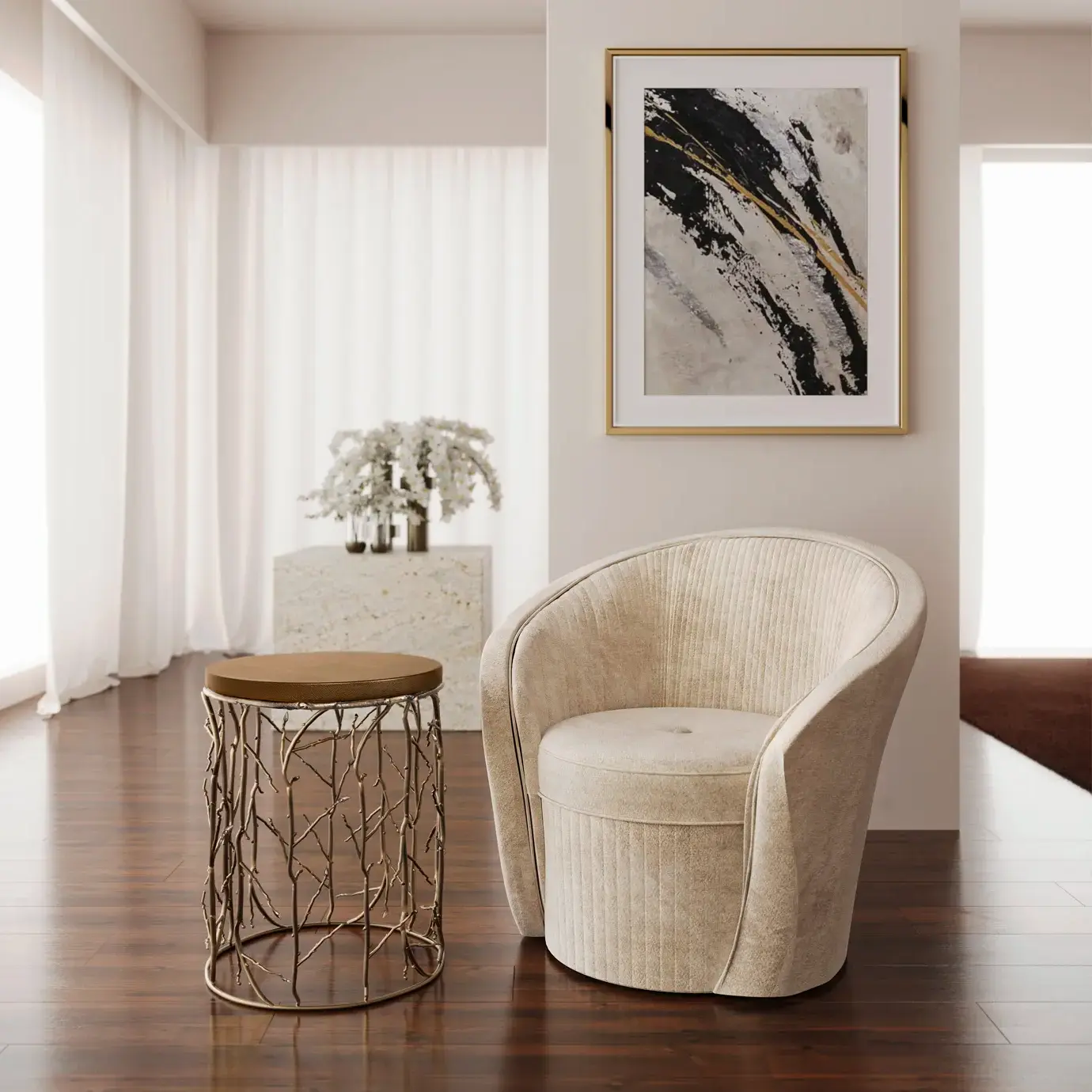 Elowen Kunstleder‑Beistelltisch