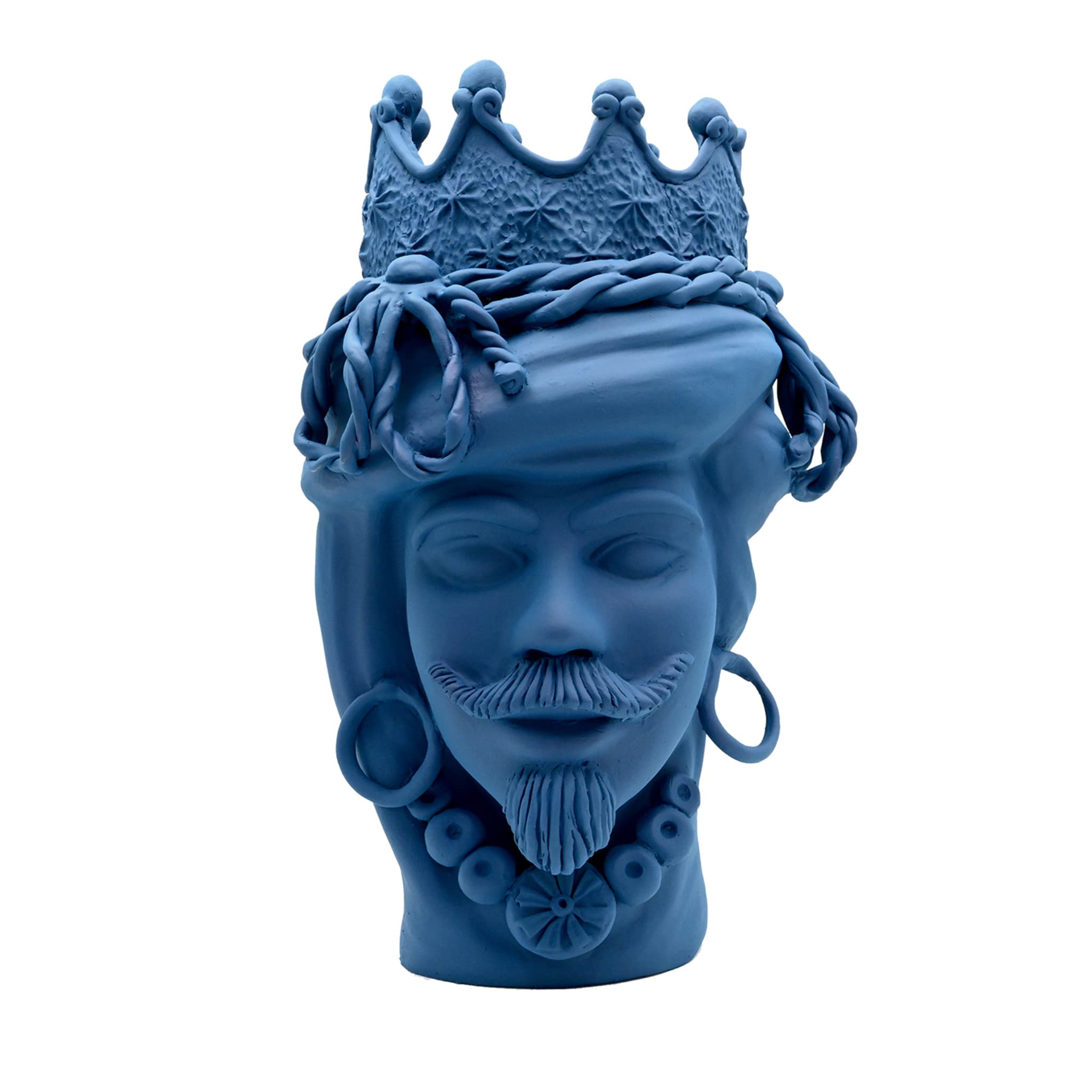Maure‑Kopf blaue Skulptur