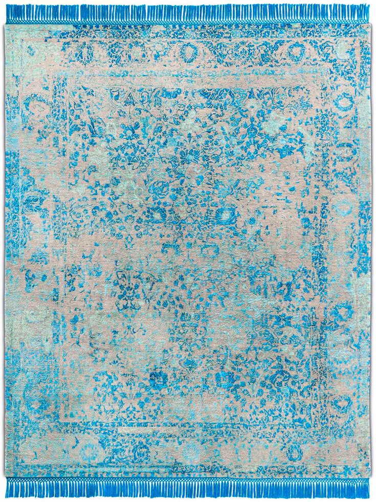 Electric Blue auf Naturgrau Teppich | Größe: 300 × 400 cm