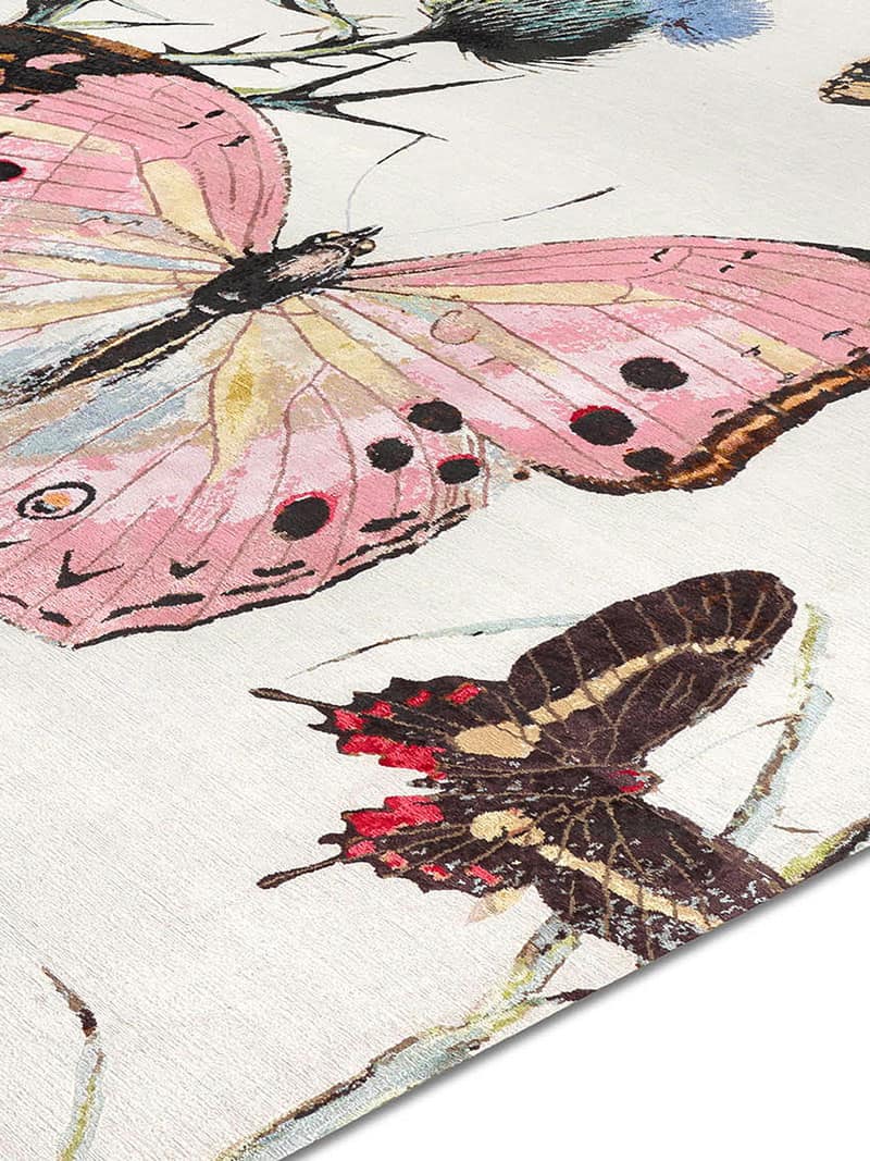 Butterfly Original Grau‑Weiß Teppich | Größe: 305 x 427 cm