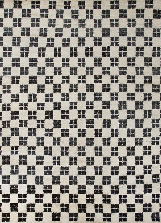 Berber Schwarz & Weiß Niedriger Flor Teppich