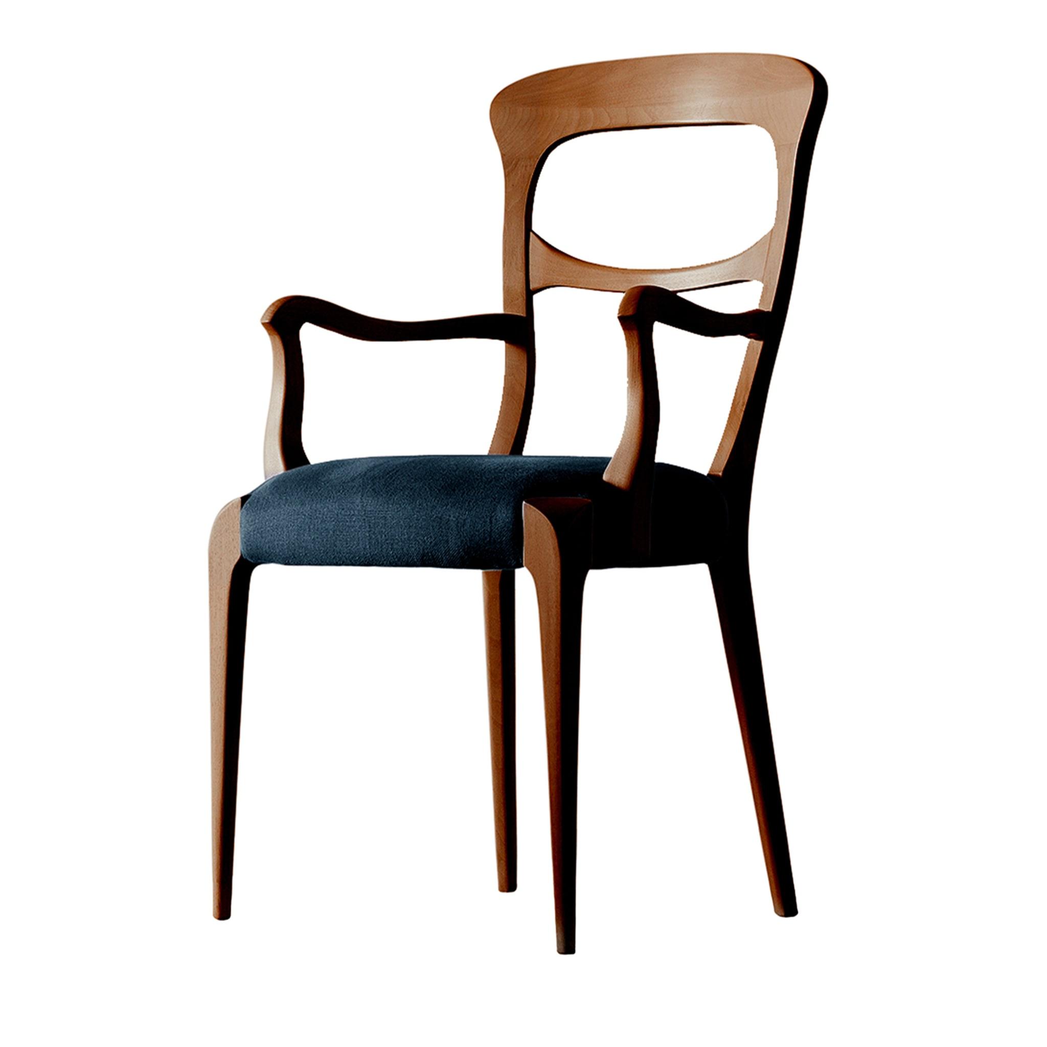 Capotavola Natürlicher massiver Walnuss‑Stuhl mit Armlehnen | Farbe: Velvet G075 472