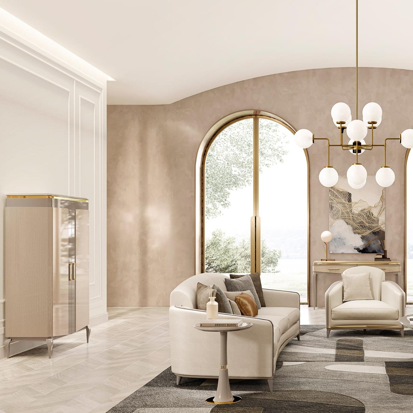 Elegance beiges 3‑Sitzer‑Sofa | Konfiguration: Mit Kissen