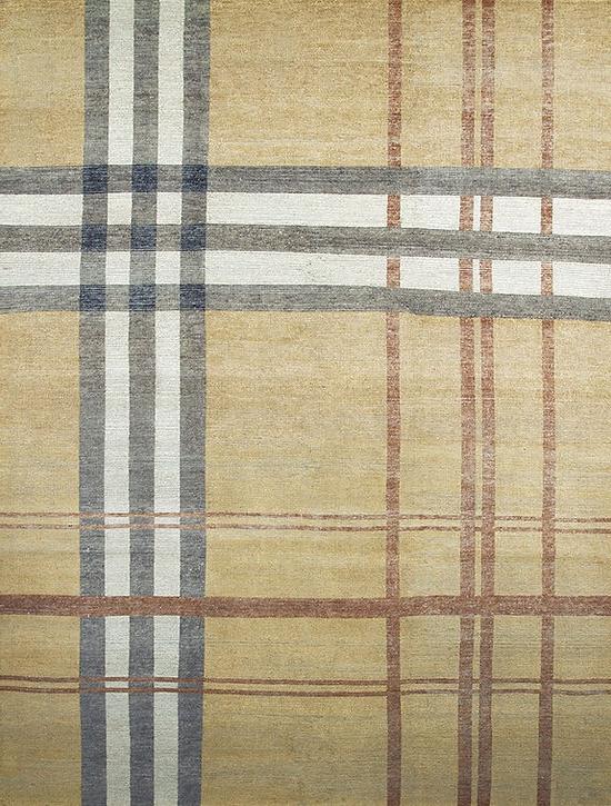 Handgeknüpfter Türkisch Kariert Gelber Teppich