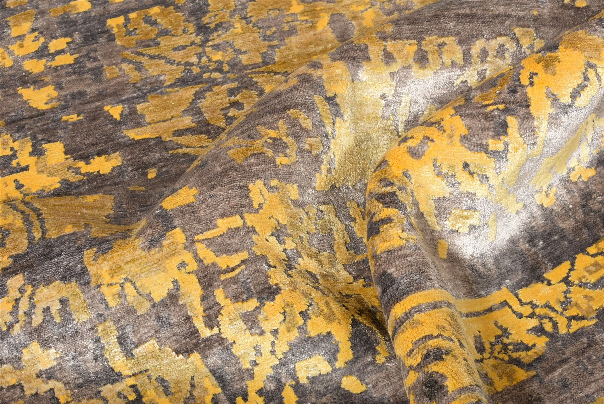 Handgeknüpfter Bambusseide Gelber Teppich