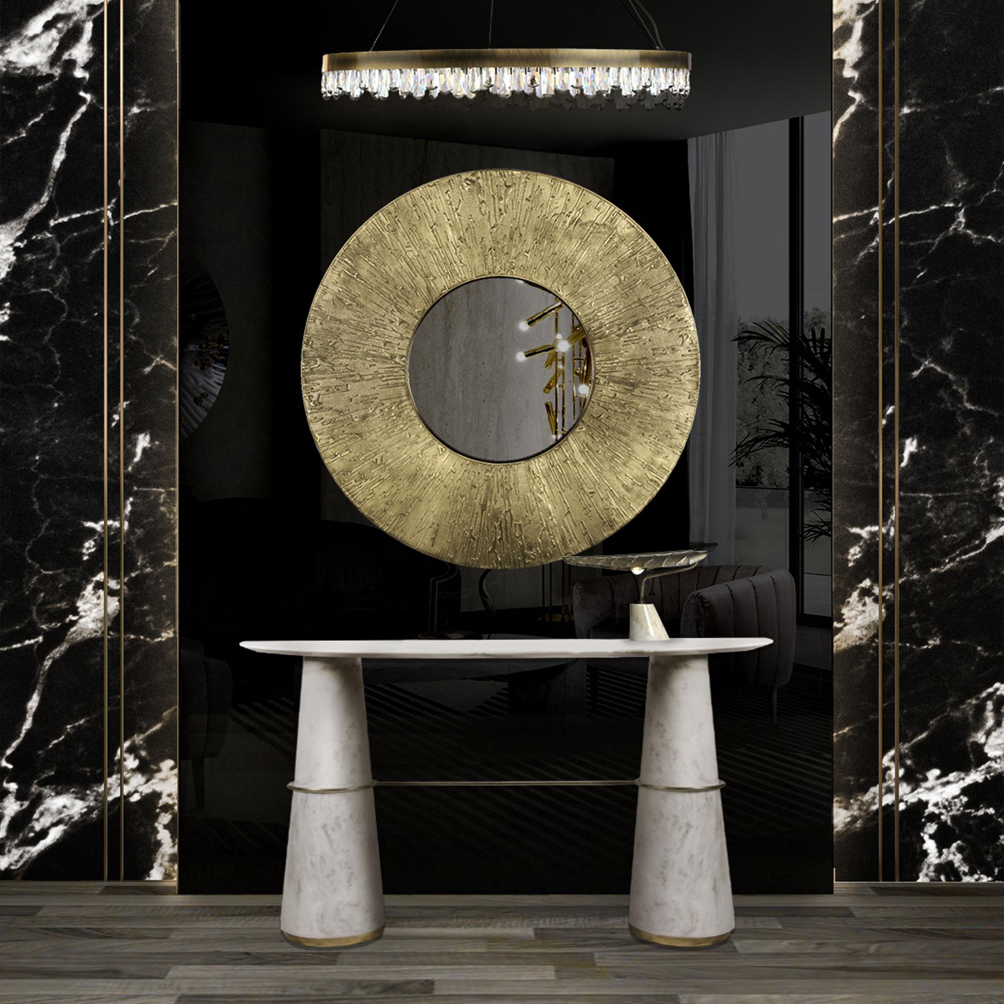 Runder Messing-Akzent-Wandspiegel