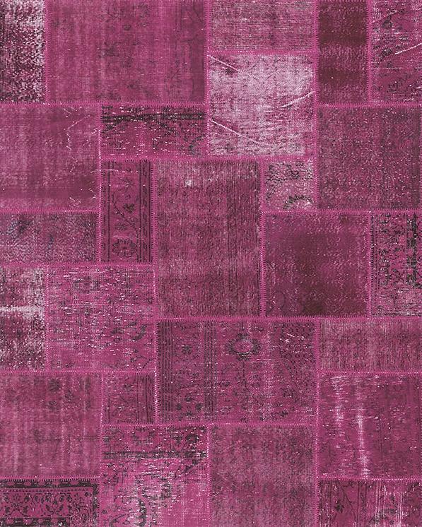 Fuchsie Patchwork Teppich | Größe: 250 x 300 cm