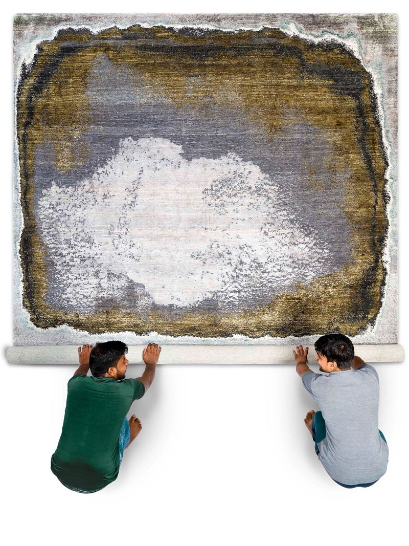 GreenRust auf Grau Teppich | Größe: 183 x 274 cm