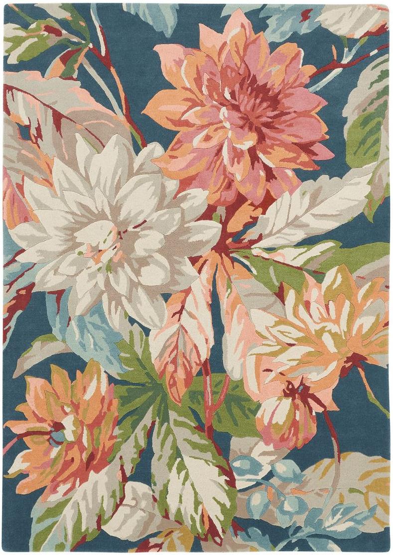 Dahlia & Rosehip Teal 50608 Teppich | Größe: 170 x 240 cm