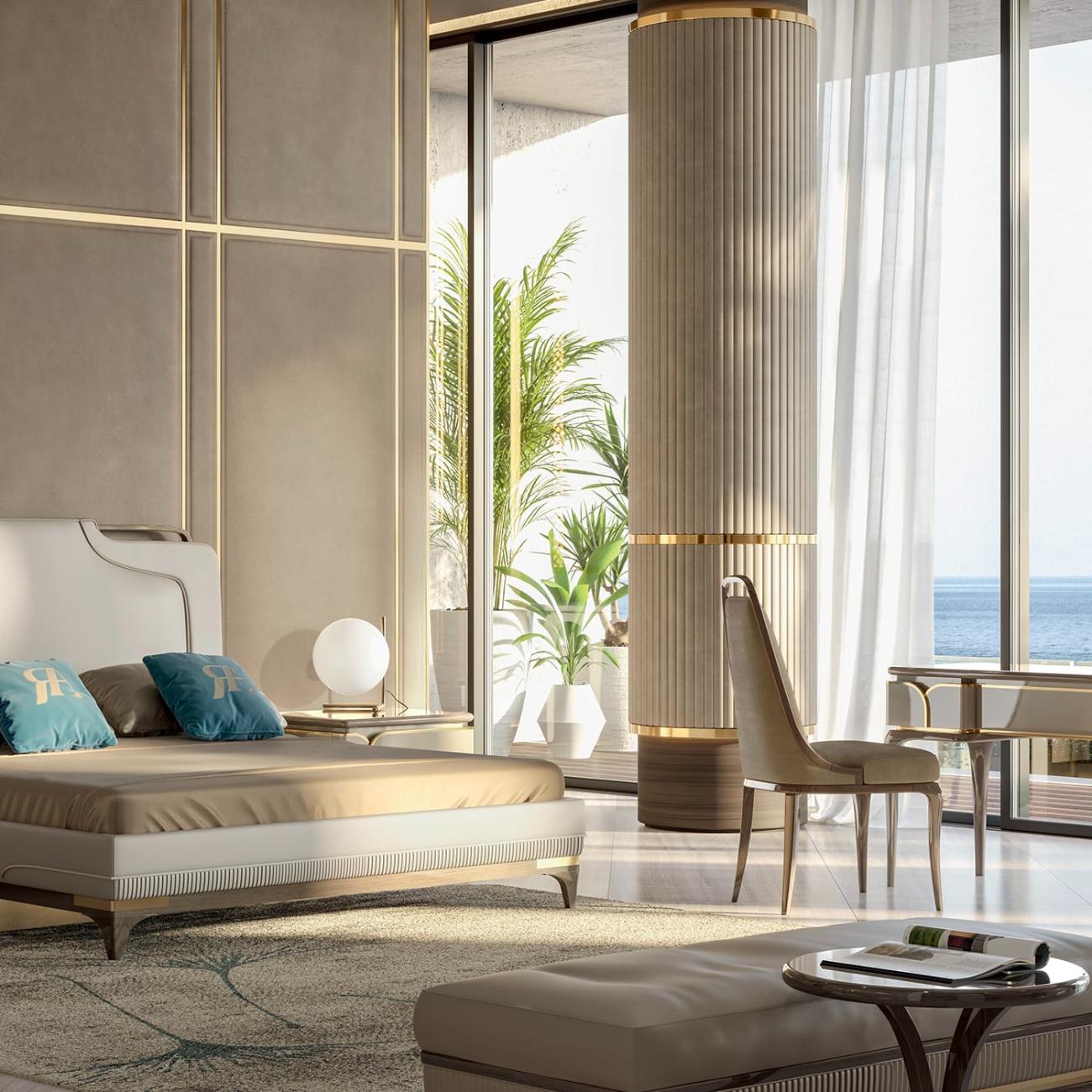 Beige Lederbett | Matratzengröße: 200 x 200 cm