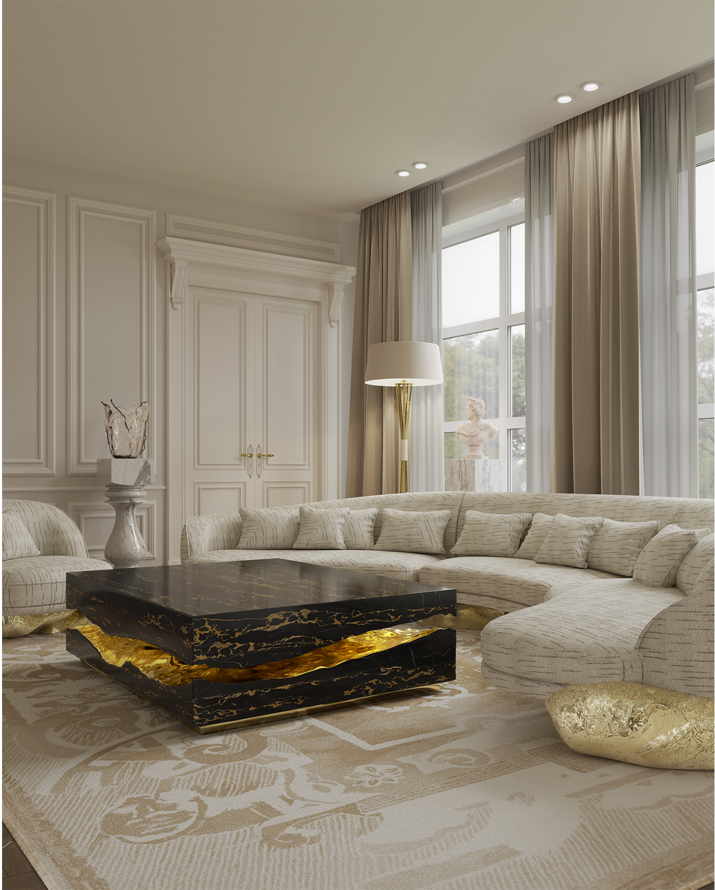 Boulder Portoro‑Marmor‑Tisch