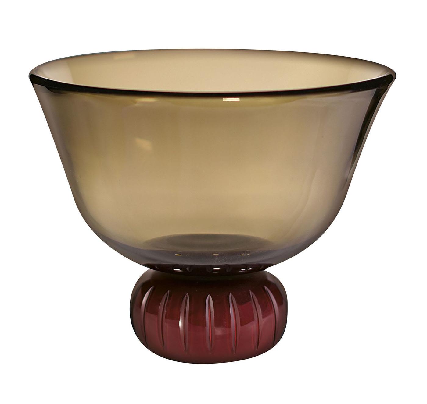 Schalenförmige Vase aus geräuchertem Muranoglas