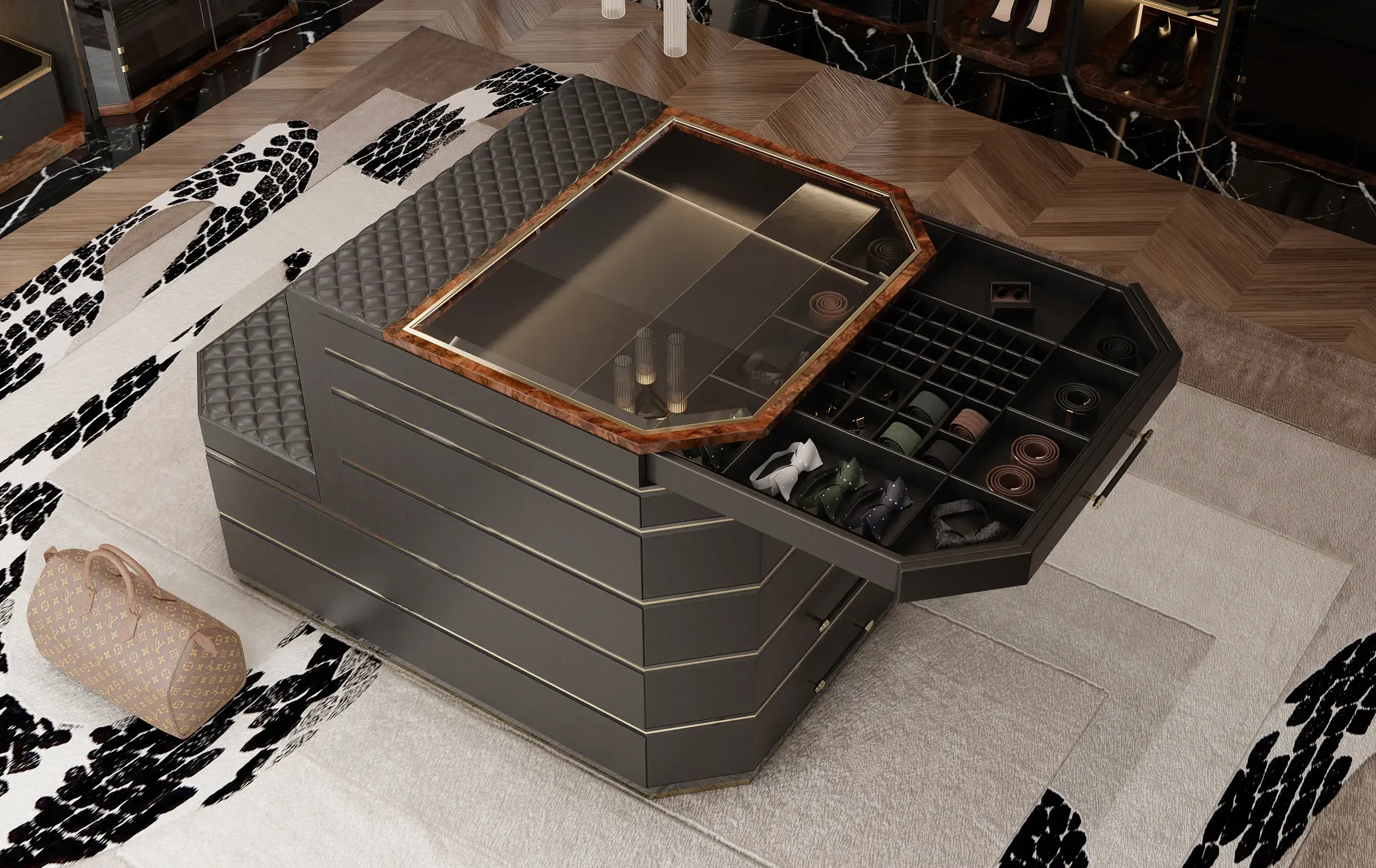 Cadence Schwarze Insel‑Schrank - 1