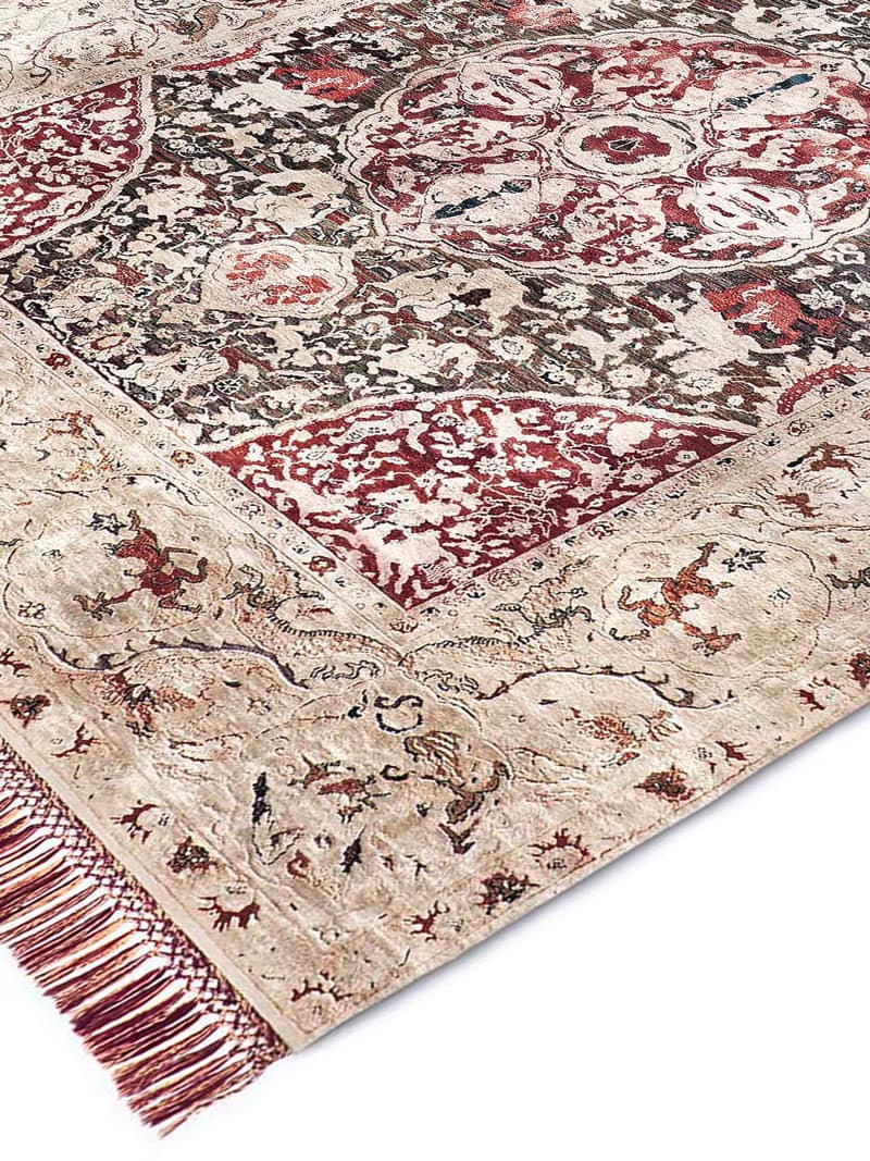 Gold auf Grau‑Mix Teppich
