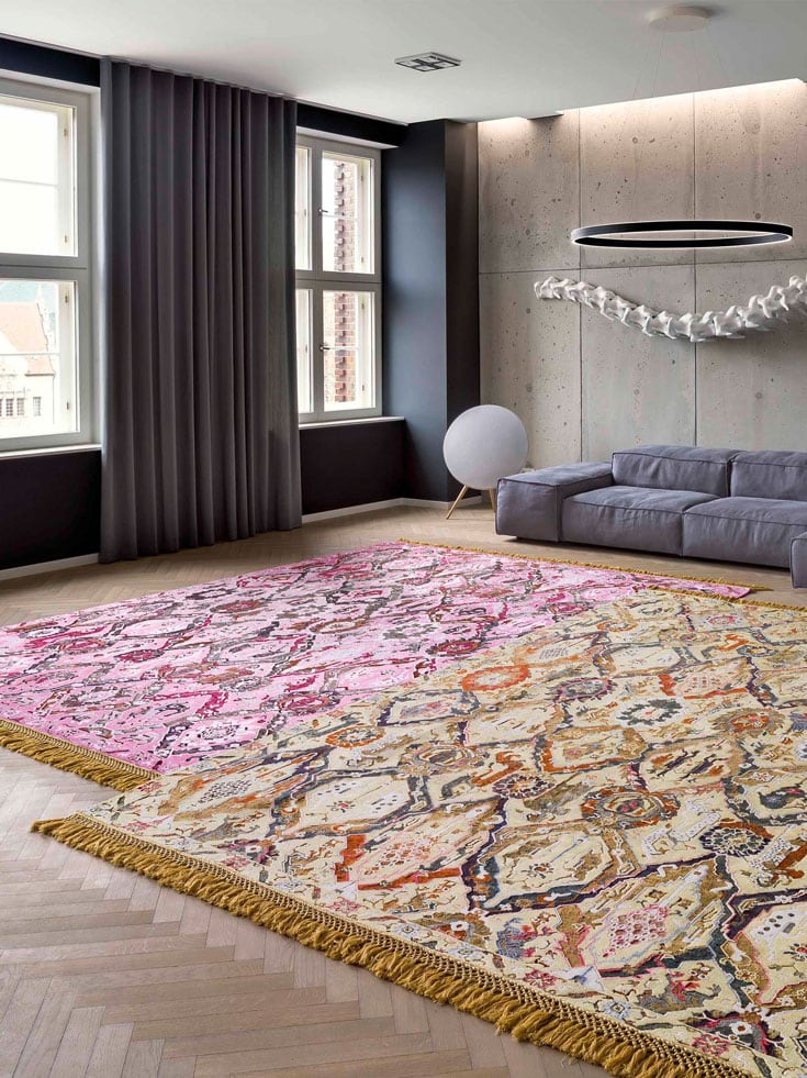 Kava Bagh Reverse Original auf Hellrosa Teppich | Größe: 183 x 274 cm