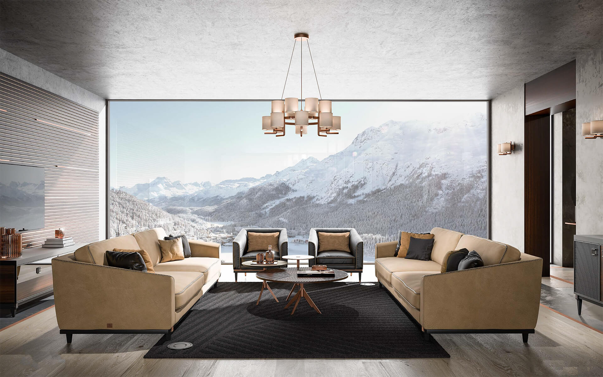 Modernes beiges Sofa | Konfiguration: 2‑Sitzer