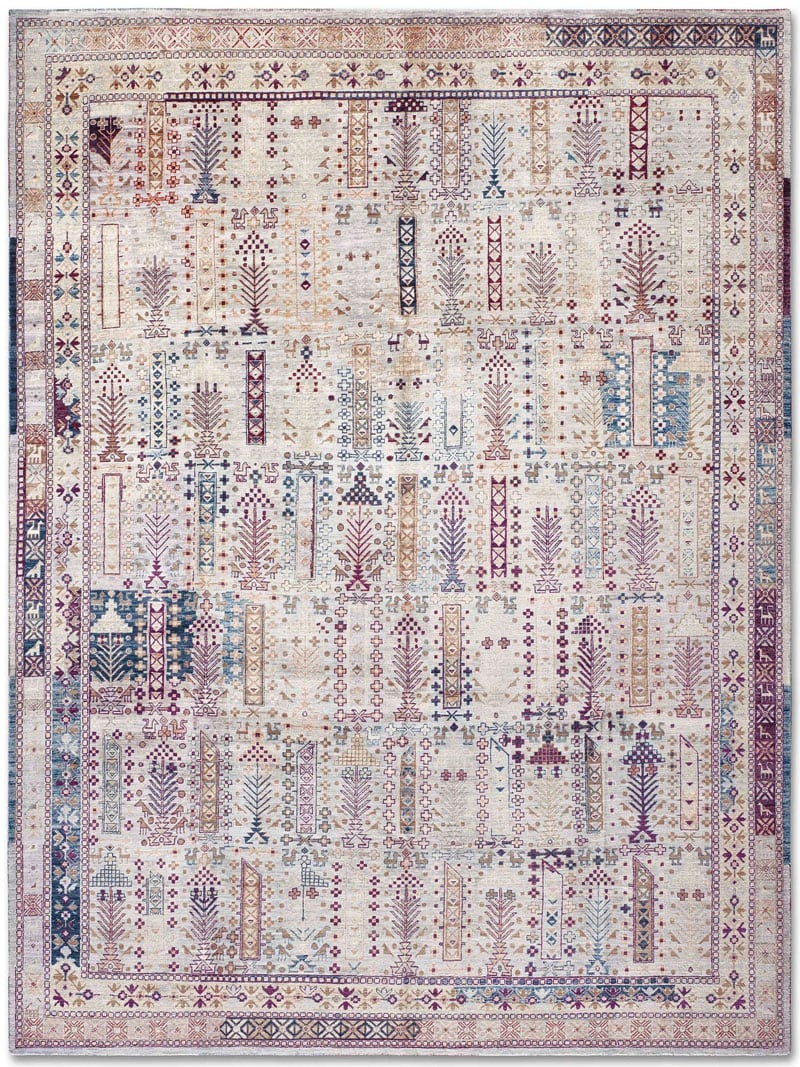 Soul Warm Grey Plum auf Grau Teppich | Größe: 300 x 400 cm