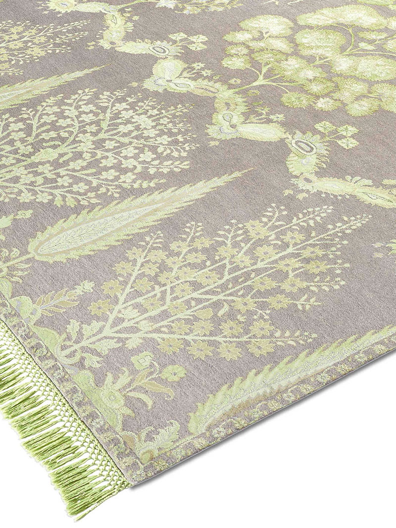 Mughal Apple Green auf Naturgrau Teppich | Größe: 300 x 400 cm
