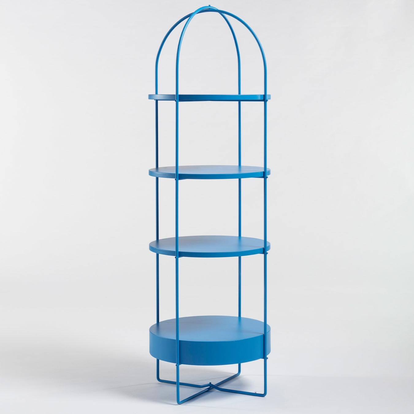 Blaues lackiertes Bücherregal