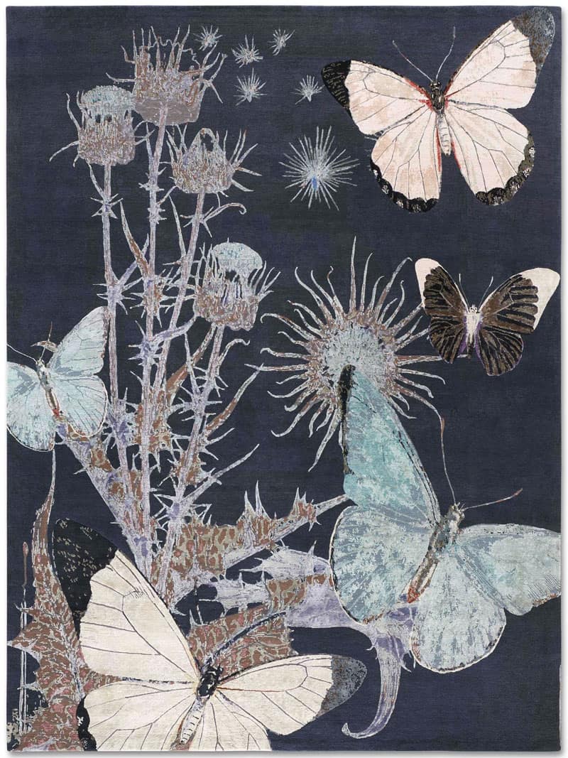 Butterfly Mint‑Beige Morgendämmerungsblau Teppich