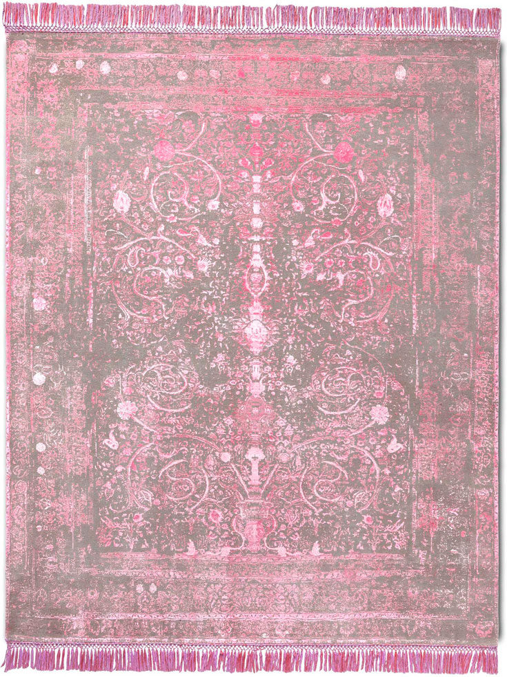 Soft Pink auf Naturgrau Teppich | Größe: 274 x 365 cm