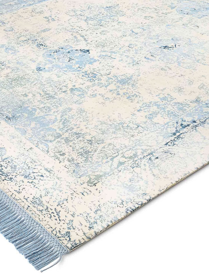 Light Blue auf Weiß Teppich | Größe: 170 x 240 cm