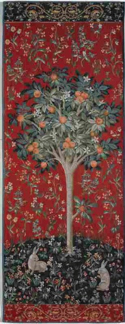 Mittelalterlicher Orangenbaum Wandteppich