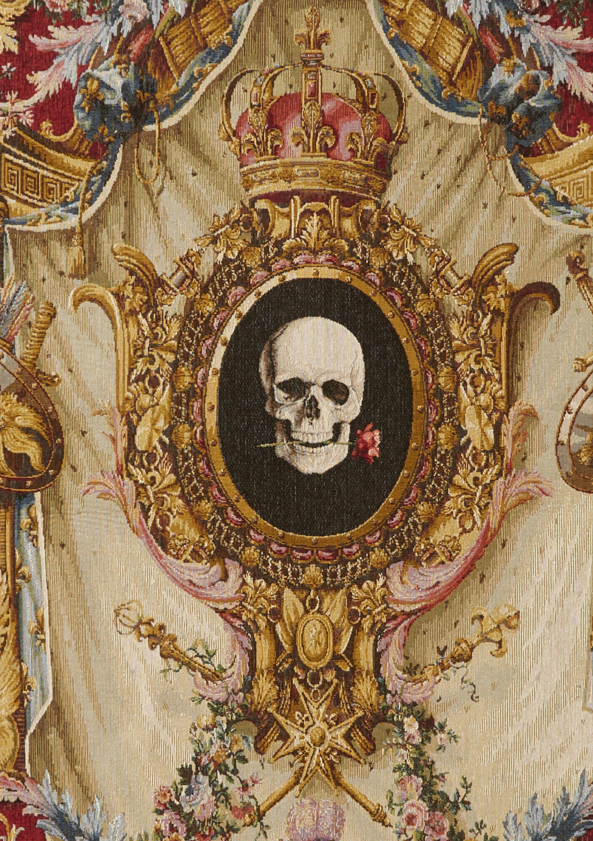 Wappen und Totenschädel Wandteppich | Größe: 110 x 150 cm