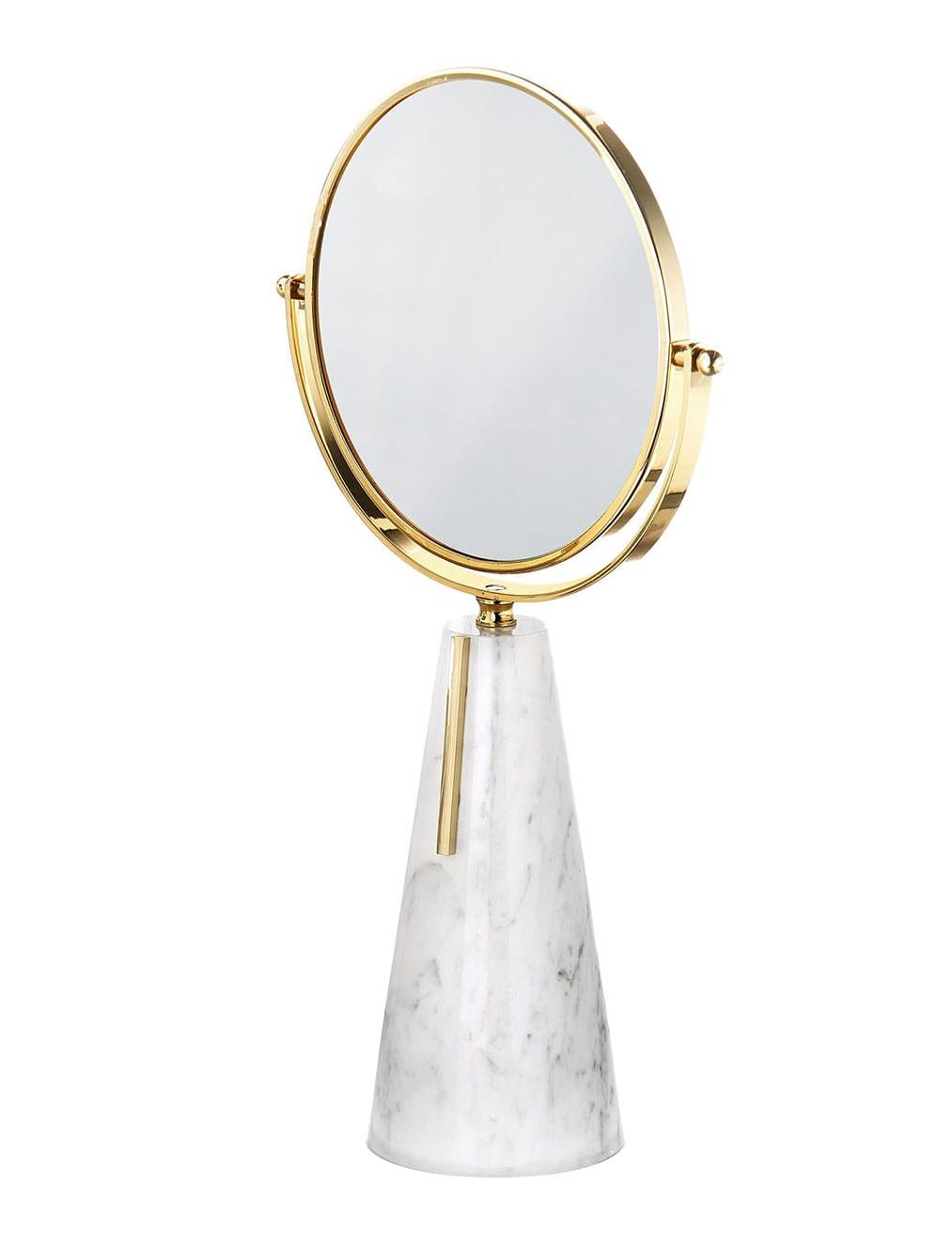Carrara Tischspiegel in 24-Karat-Gold Messing