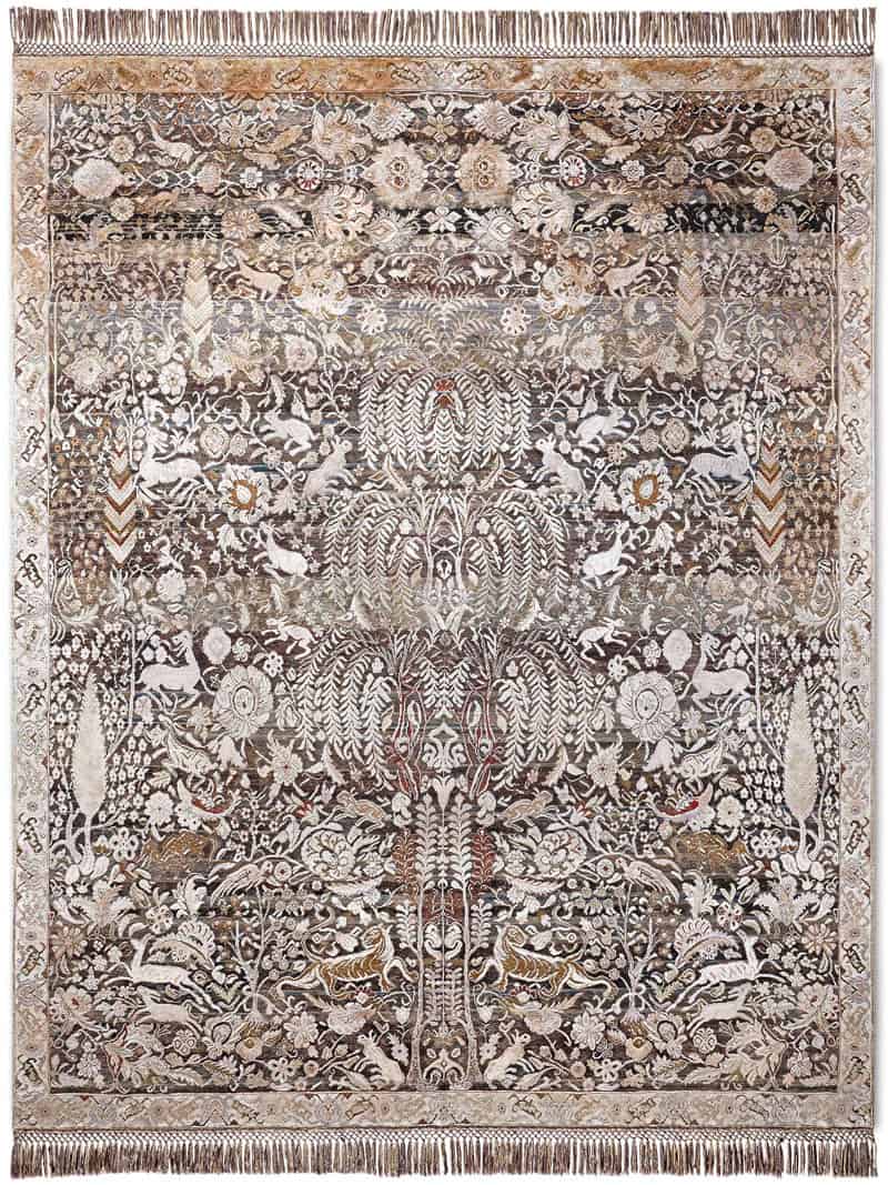 Gold auf Grau‑Mix Teppich