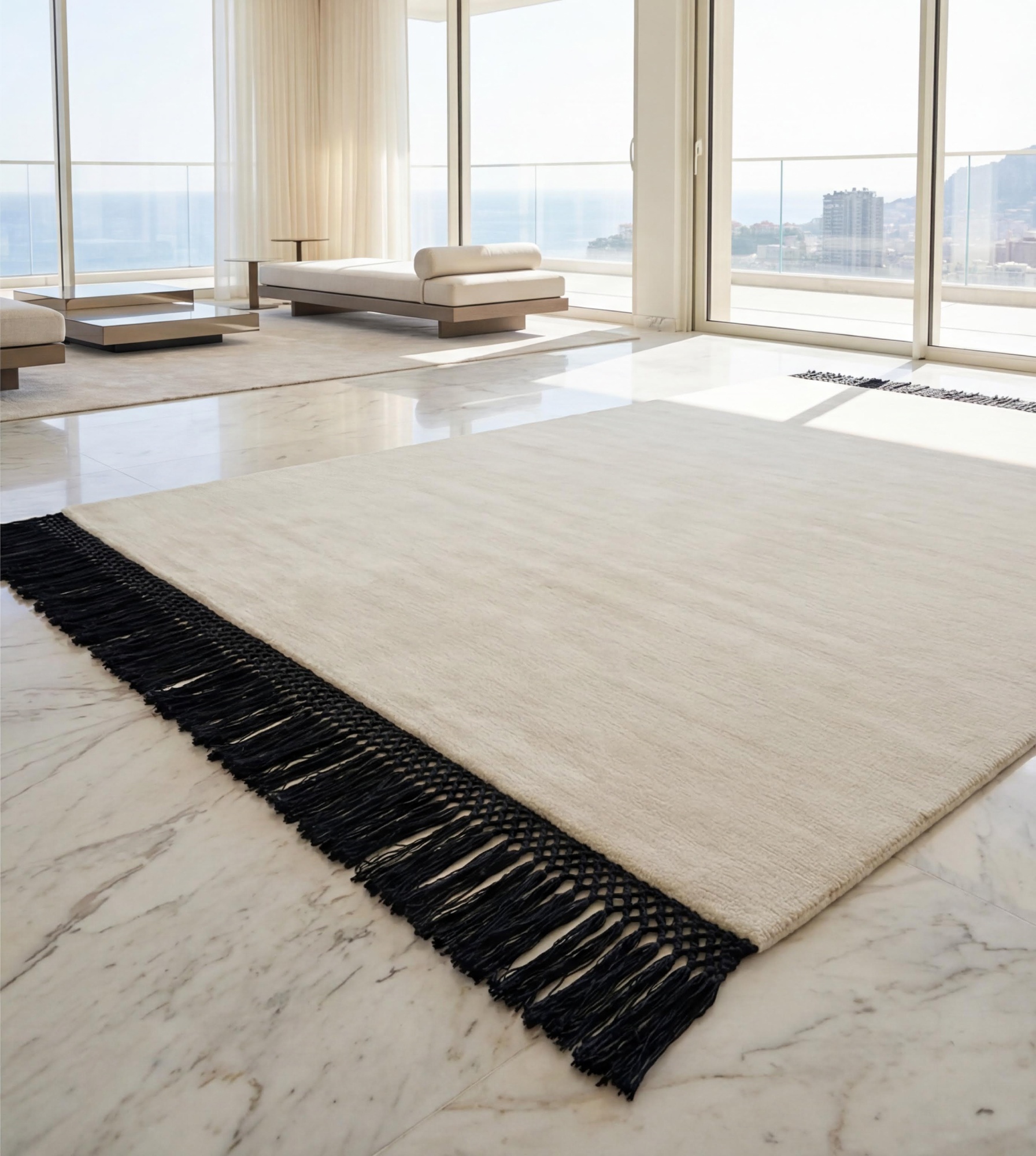 Minimal Fringe Ivory Teppich