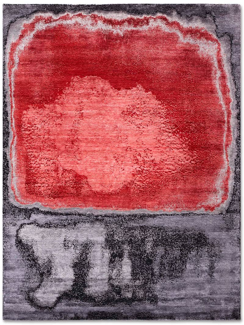 Red Silver auf Schwarz Teppich | Größe: 365 x 457 cm
