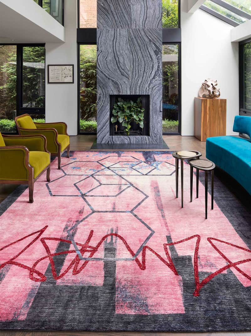Always Pink on Dark Grey Teppich | Größe: 305 x 427 cm