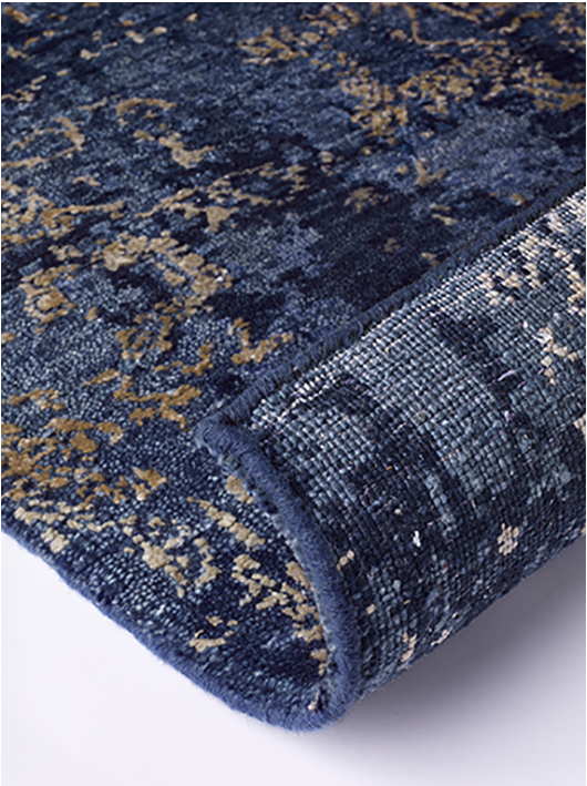 Luxury Abstrakt Blau Gold Teppich | Größe: 170 x 240 cm