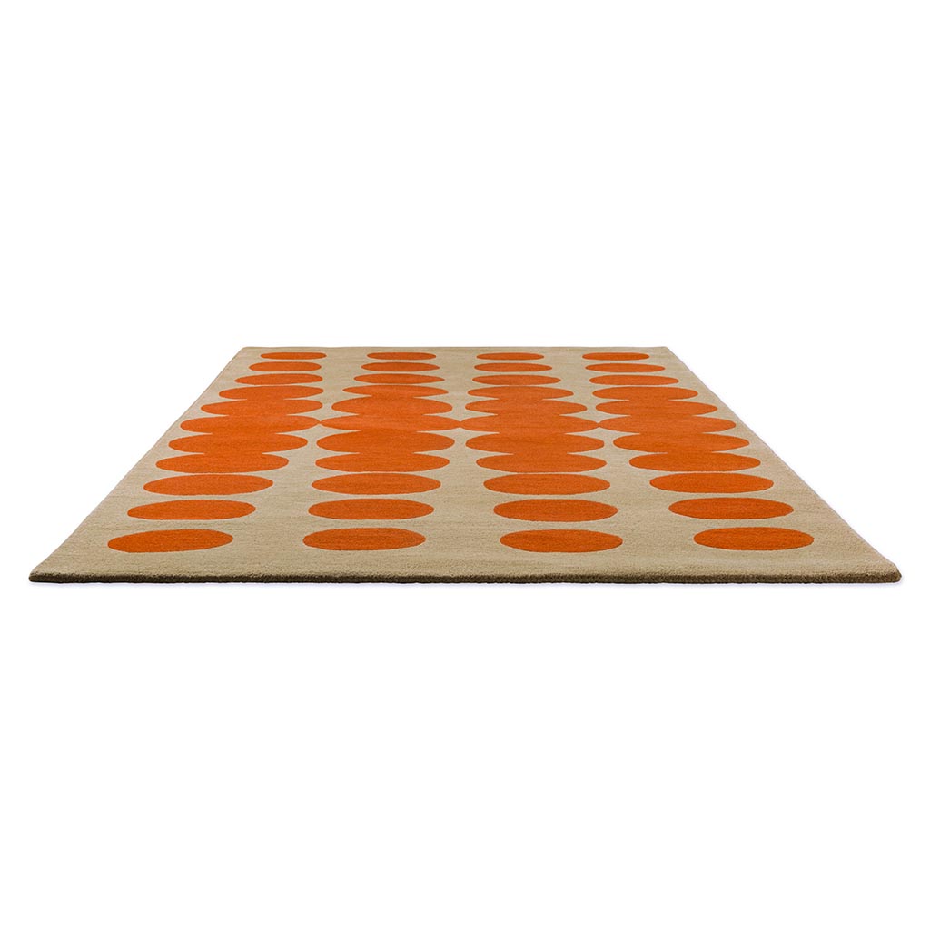 Optical Oval Orange/Sand Teppich | Größe: 160 × 230 cm