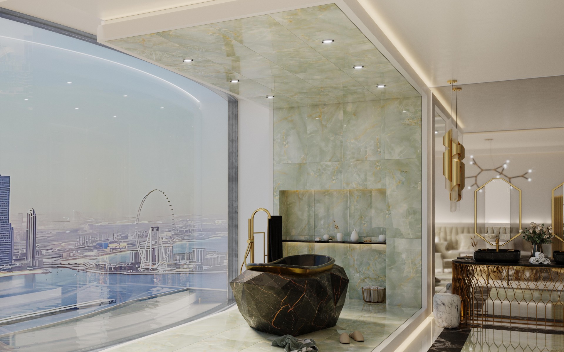 Edelstein-Kunstmarmor Badewanne - 3