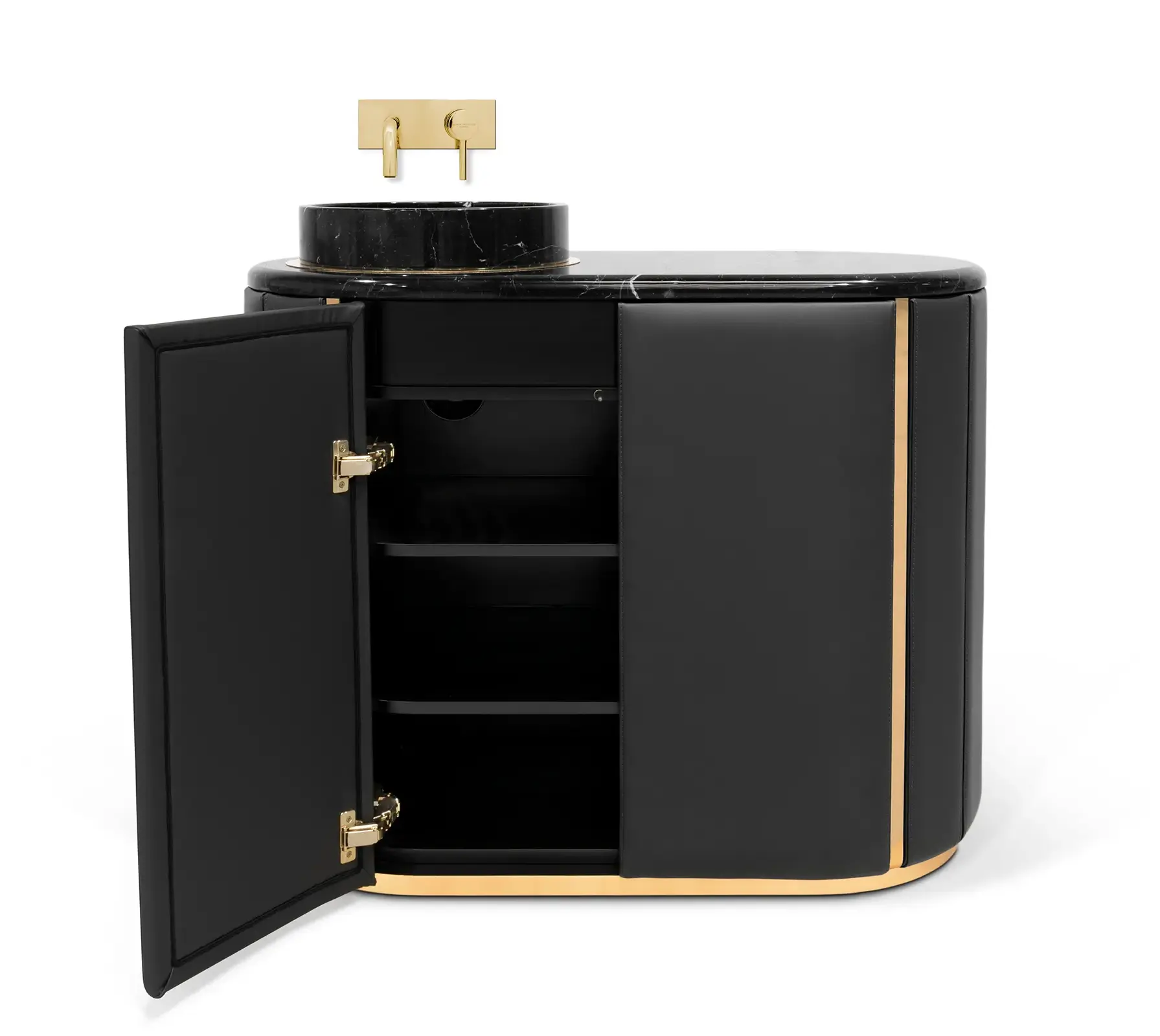 Majestätischer Schwarzer Waschtischunterschrank